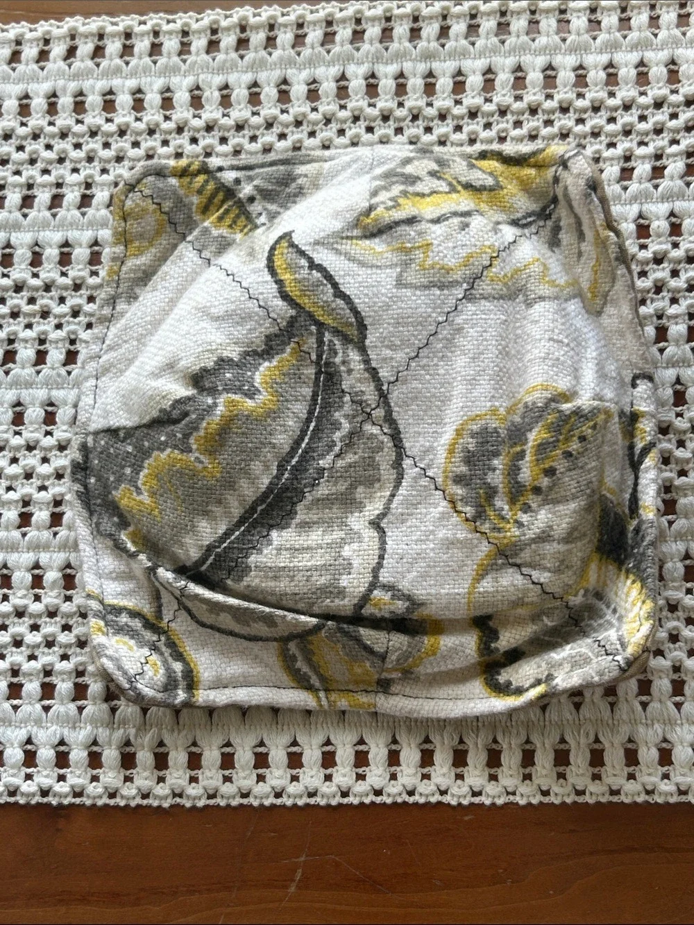 Bowl Cozy Set of 2 Hot Cold Kitchen Linens Handmade Gray Yellow Green Black